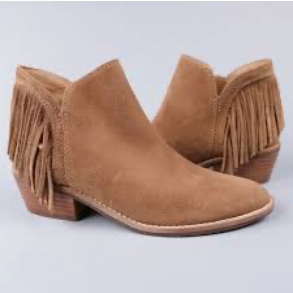 Lucky Brand leather suede Freedah fringed ankle boots size 8.5